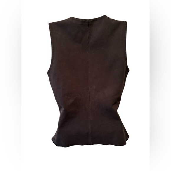 J.Crew Black Sleeveless Top Sz M Fitted Peplum Hem Business Career Stretch - Picture 5 of 6